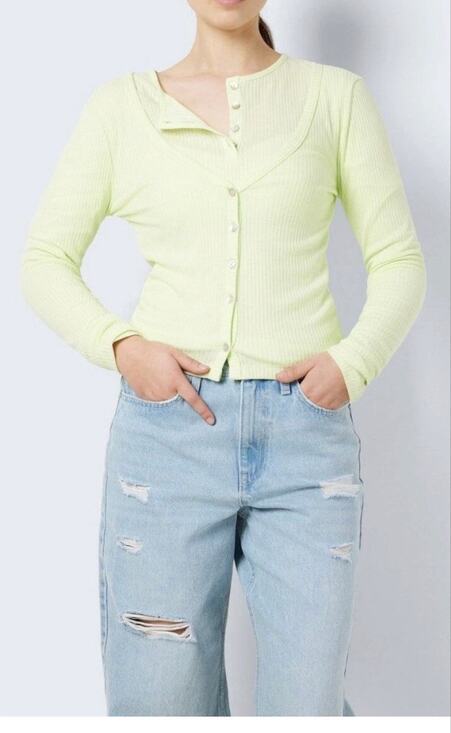 Noisy may Sweaters - Noisy May rib button cardigan Lime light green butterfly size Large